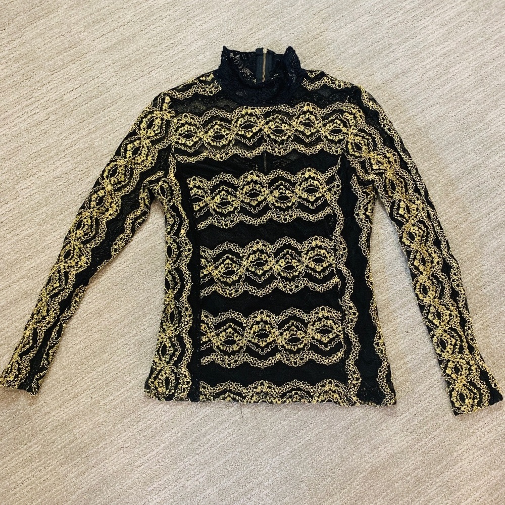 Black and Gold Lace Top